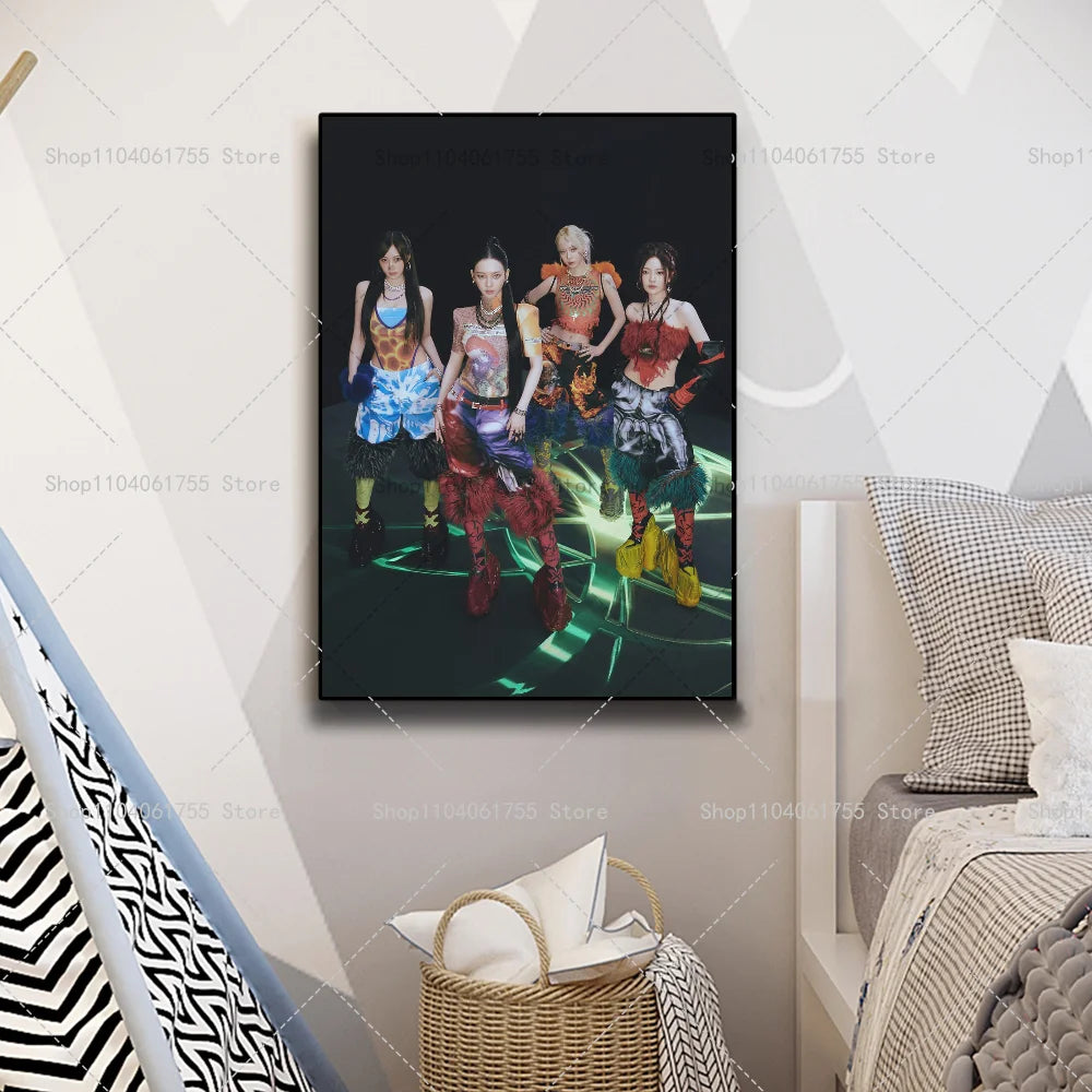 Kpop Aespa Supernova MV Poster – Waterproof Self-Adhesive Wall Art Wall Art Poster Axl