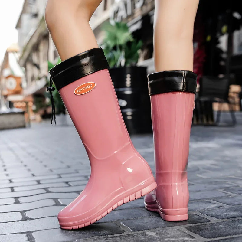Women's Waterproof Mid-Calf Rain Boots – Slip-On Platform Women's Rain Boots Axl