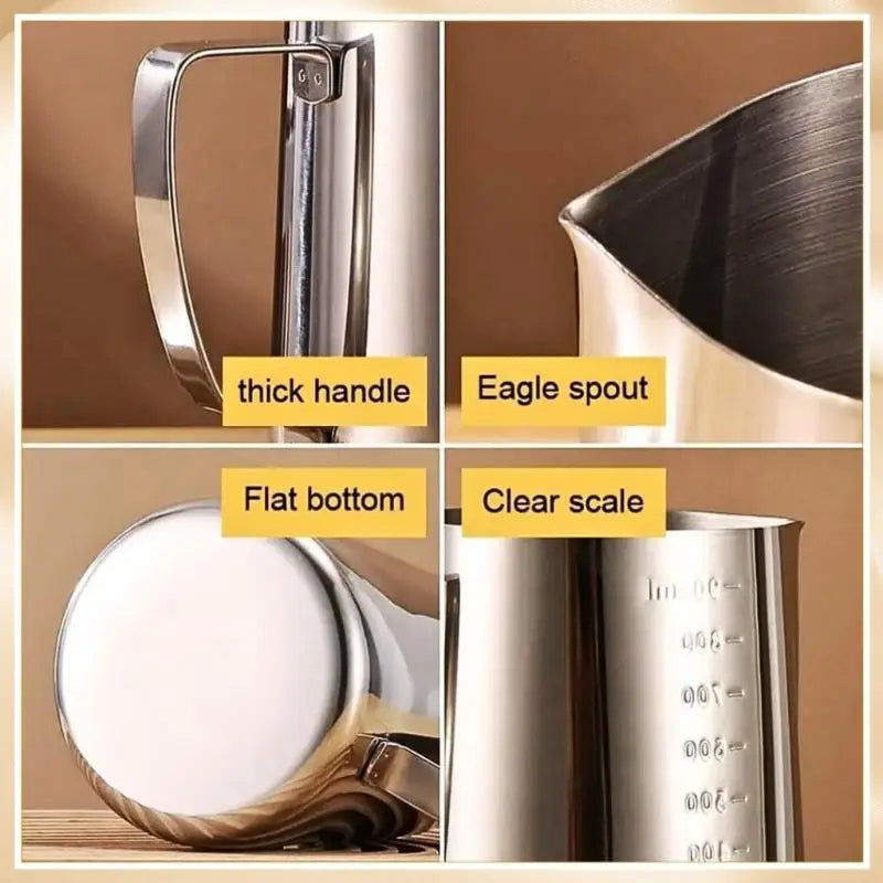 Stainless Steel Milk Frothing Pitcher 350ml 600ml | Latte Jug Milk Frothing Pitcher Axl