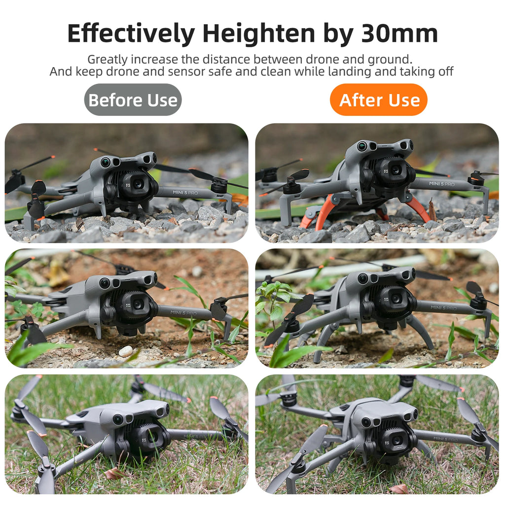 Landing Gear for DJI Mini 5 Pro – +30mm Height Boost Drone Landing Gear Axl