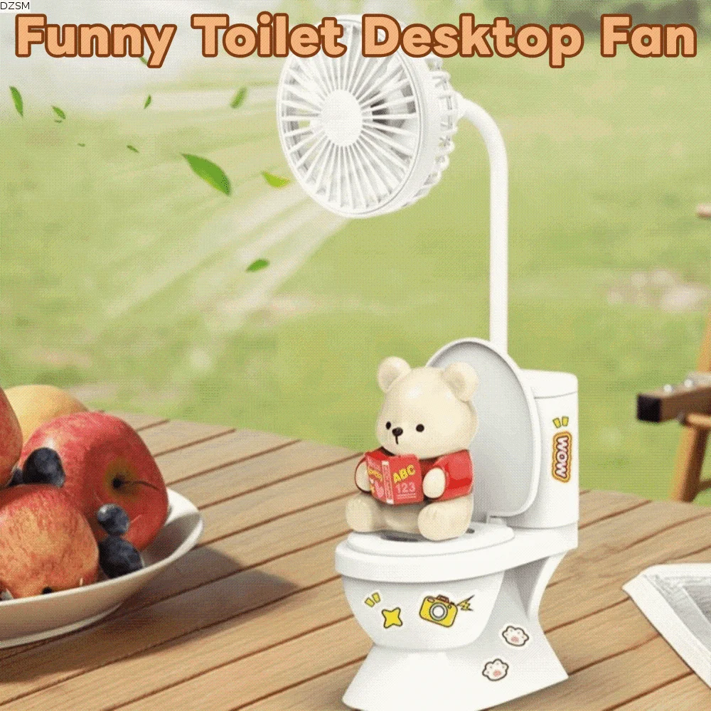 Funny Toilet Desktop Fan – USB Rechargeable Portable Desk Fan Novelty Desk Fan Axl
