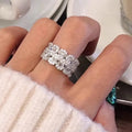 Huitan Cubic Zirconia Wedding Band Ring for Women | Pavé Wedding Band Ring Axl T0847 9