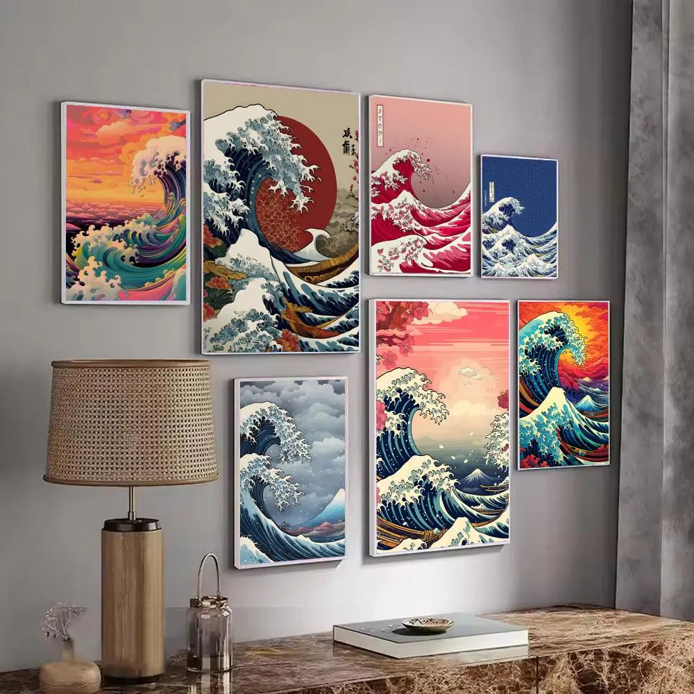 Japanese Wave Minimalist Wall Art Poster Sticker | Home Decor Wall Art Sticker Axl