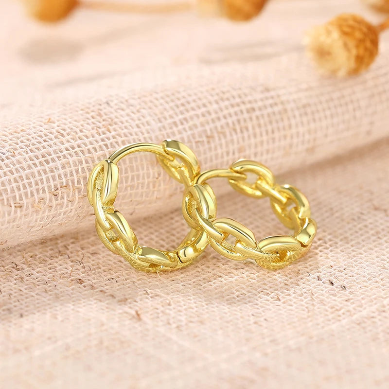 Huitan Gold Chain Hoop Earrings – Geometric Women's Jewelry Hoop Earrings Axl