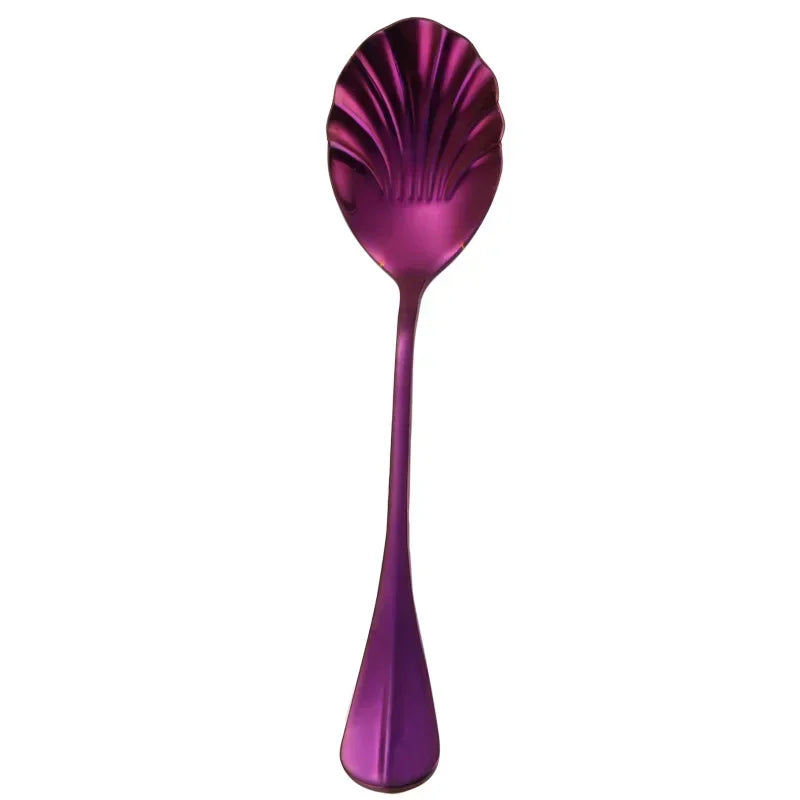 Shell Shape Stainless Steel Dessert Spoon – Rainbow Teaspoon Dessert Spoon Axl Purple