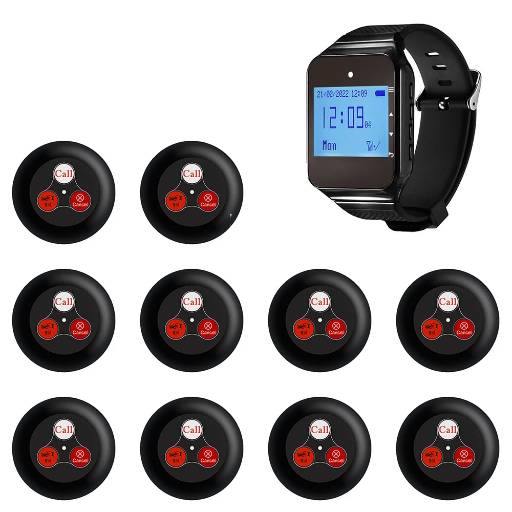 Wireless Waiter Calling System – Pager Watch & Call Button Wireless Pager System Axl SU R169 C03 1x10