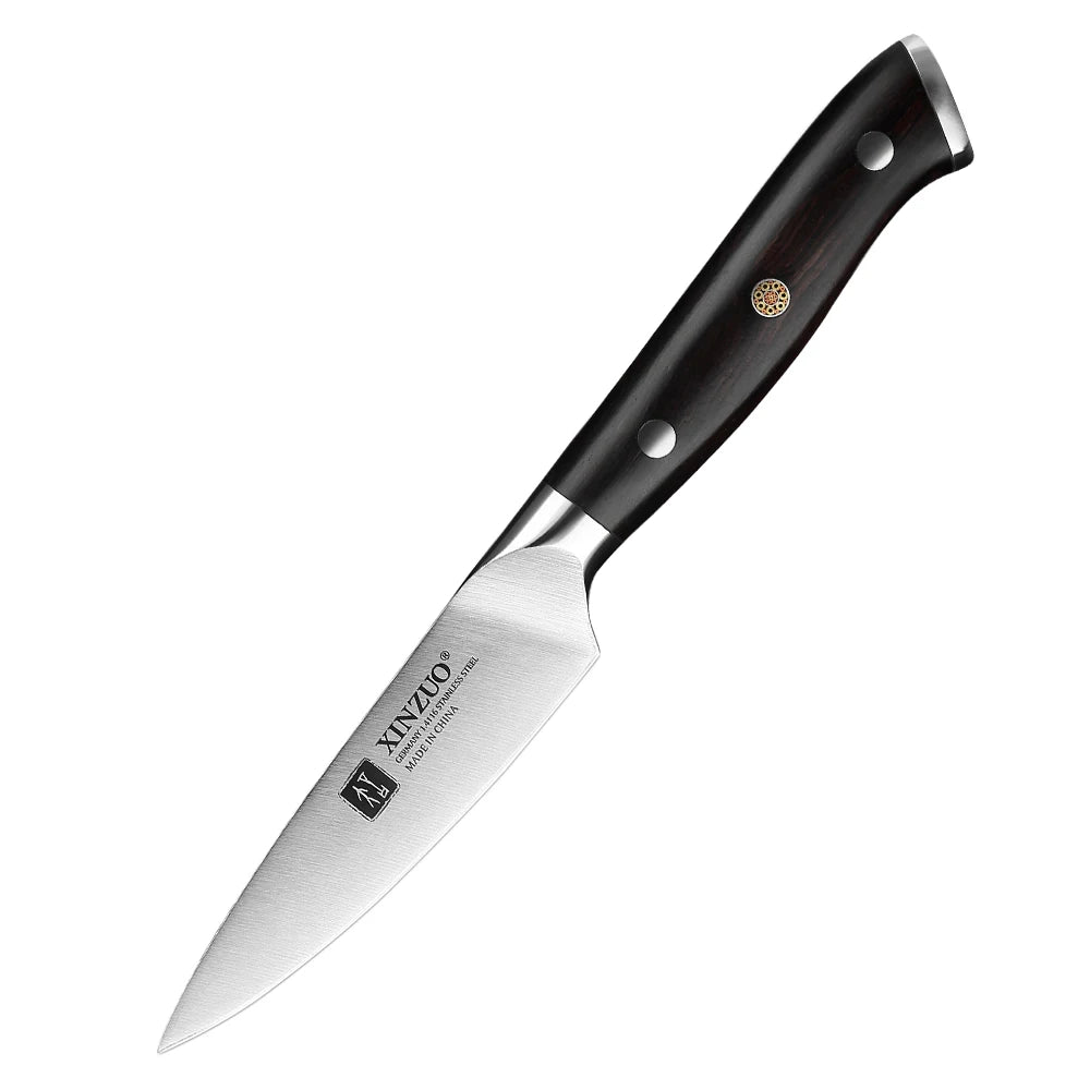 XINZUO 5-Piece Kitchen Knife Set | German 1.4116 Steel & Ebony Kitchen Knife Set Axl Paring Knife