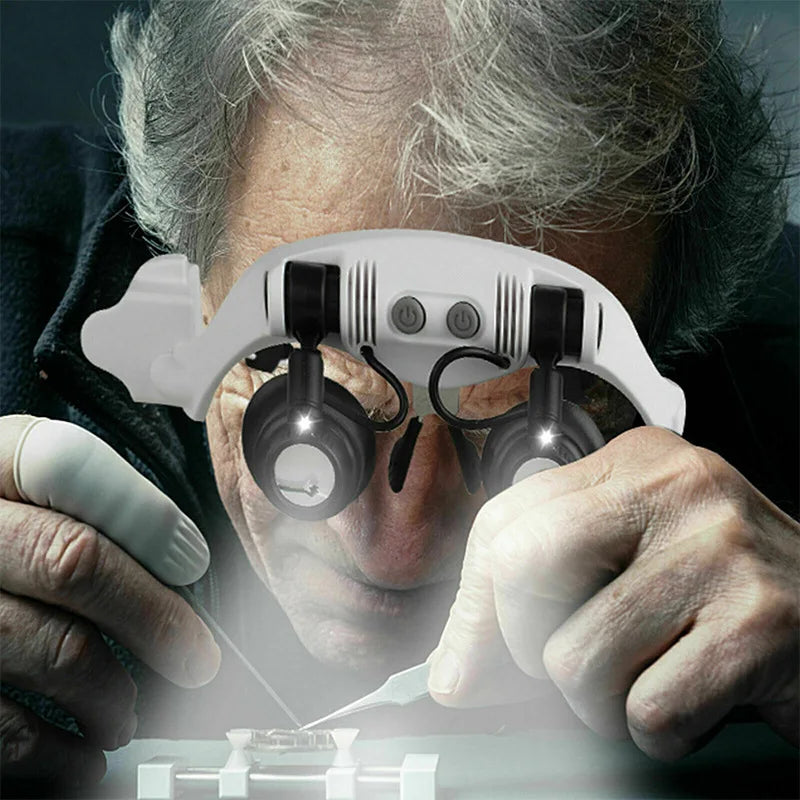 LED Magnifier Loupe Glasses 10X 15X 20X 25X – Jewelry Watch Repair Magnifier Loupe Glasses Axl