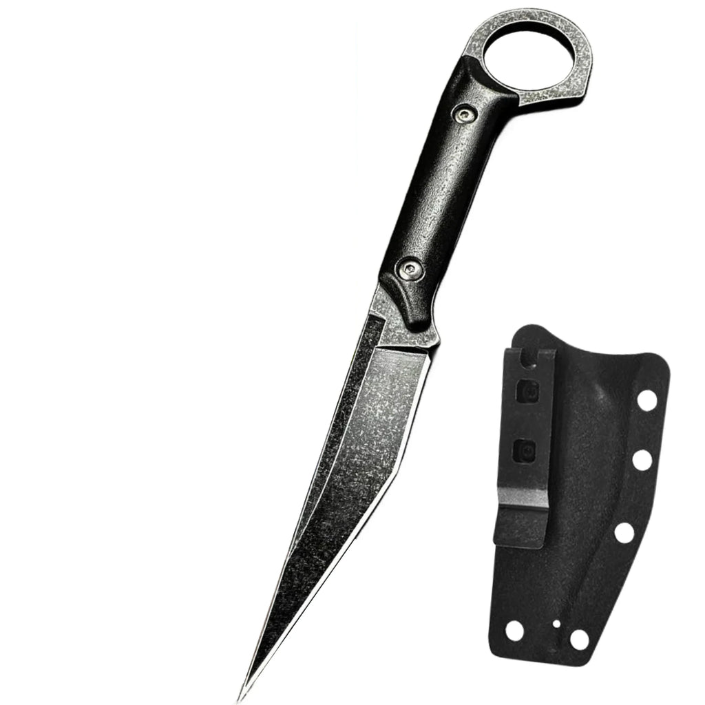 Stainless Steel EDC Pocket Knife with Sheath – Outdoor Straight Blade Fixed Blade Knife Axl 1pcs