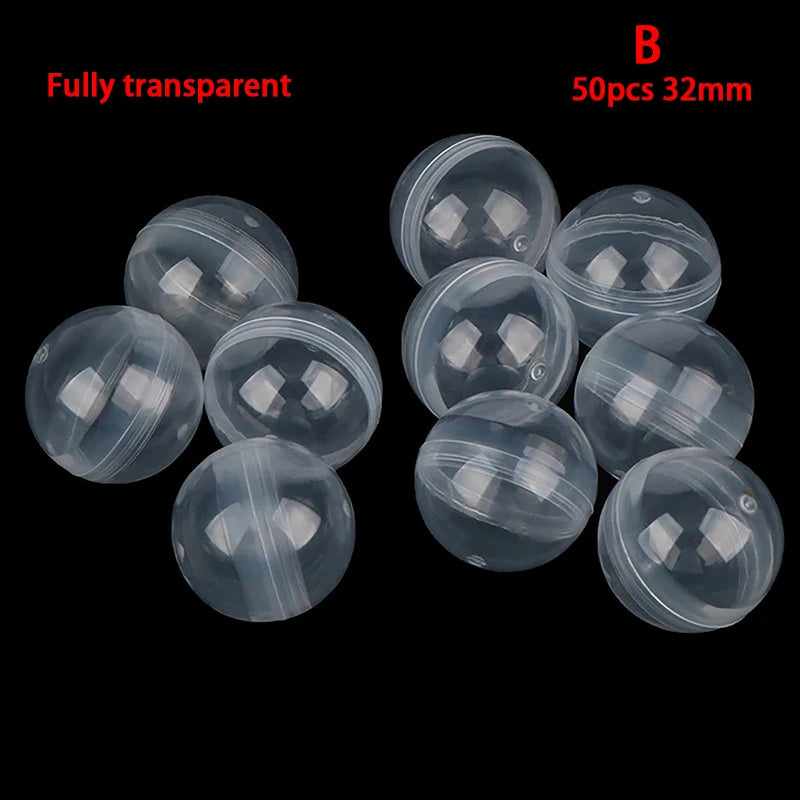 50 Pcs 32mm Clear Plastic Capsule Surprise Balls | Gashapon Capsule Toy Balls Axl B