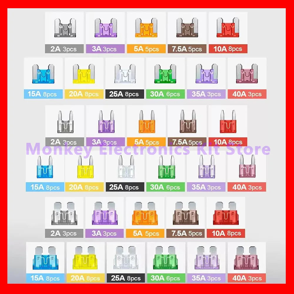 180PCS Car Fuse Assortment Kit – Mini, Standard & Micro Fuses Automotive Fuse Kit Axl