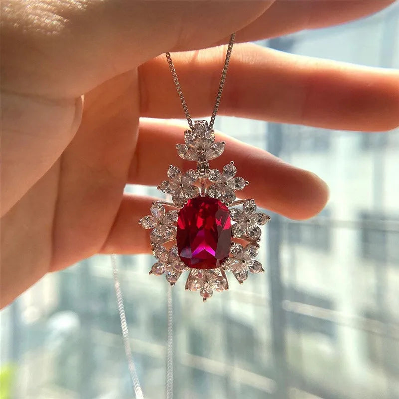 Huitan Bridal Cubic Zirconia Pendant Necklace | Wedding Jewelry Pendant Necklace Axl
