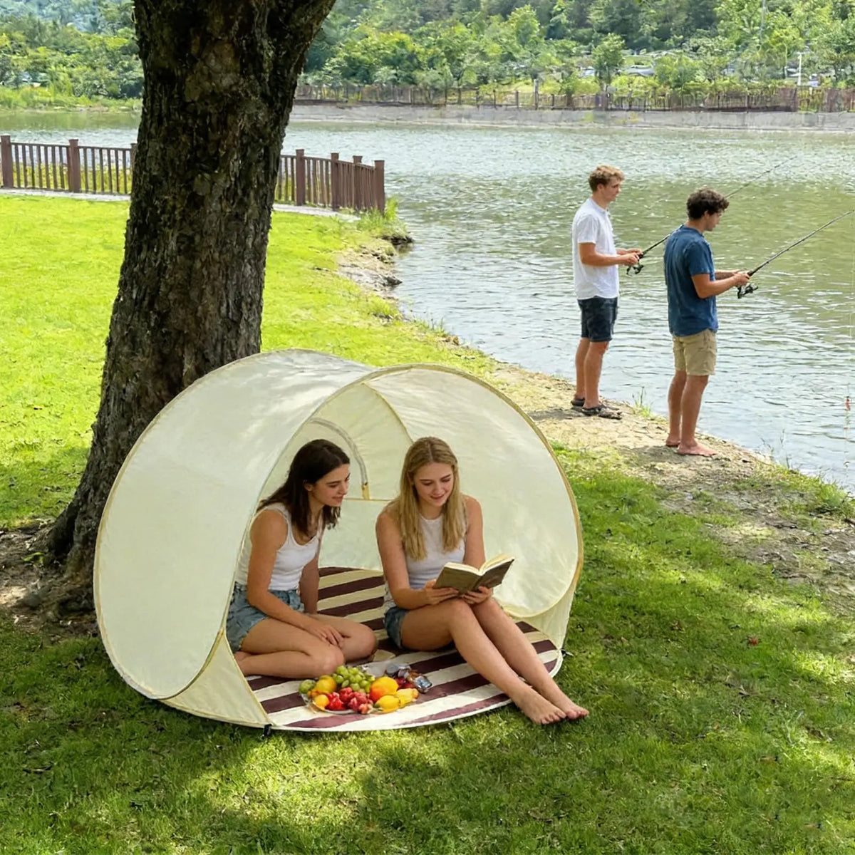 Pop-Up Beach Tent 3-4 Person | UPF 50+ Sun Shelter Canopy Pop-Up Beach Tent Axl