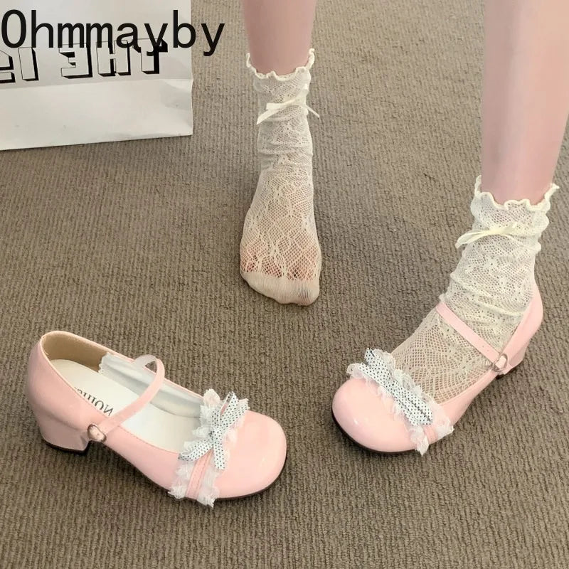 Black Y2K Butterfly-Knot Mary Jane Heels | Lolita Party Pumps Mary Jane Heels Axl