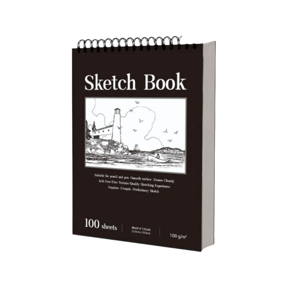 100-Sheet A4 Coil Sketchbook – 100gsm Thick Perforated Drawing Pad Spiral Sketchbook Axl Style-D