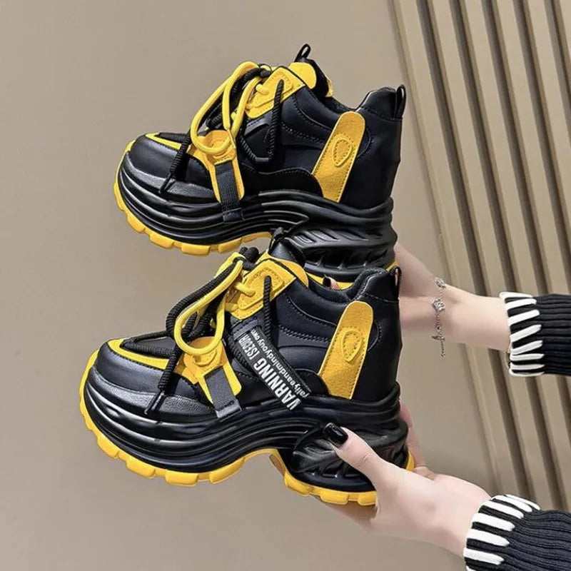 Women's 9CM Chunky Platform Sneakers – Breathable Lace-Up Dad Shoes Platform Sneakers Axl