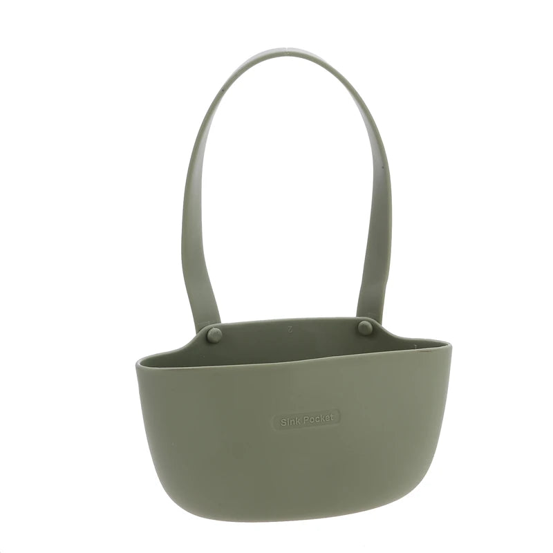 Kitchen Sink Hanging Drain Basket – Sponge & Soap Holder Sink Organizer Basket Axl Light green