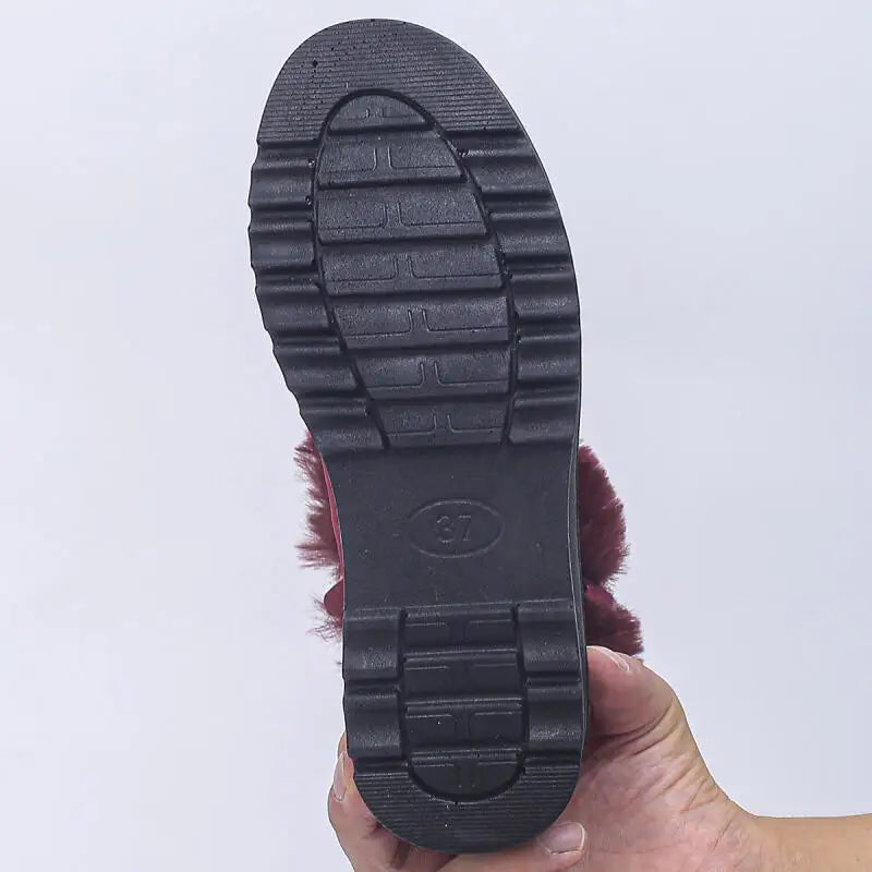 Women's Waterproof Faux Fur Ankle Snow Boots | Non-Slip Wedge Women's Snow Boots Axl