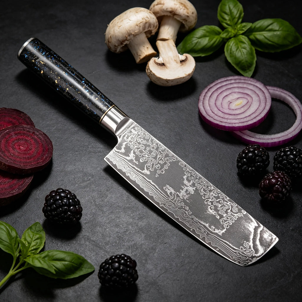 67-Layer Damascus Steel Nakiri Knife – Kitchen Slicing Blade Damascus Kitchen Knife Axl