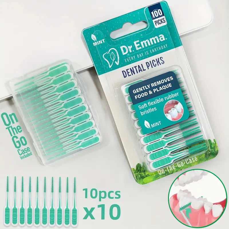 100-Pc Silicone Interdental Brushes – Between-Teeth Cleaner Interdental Brushes Axl Default Title