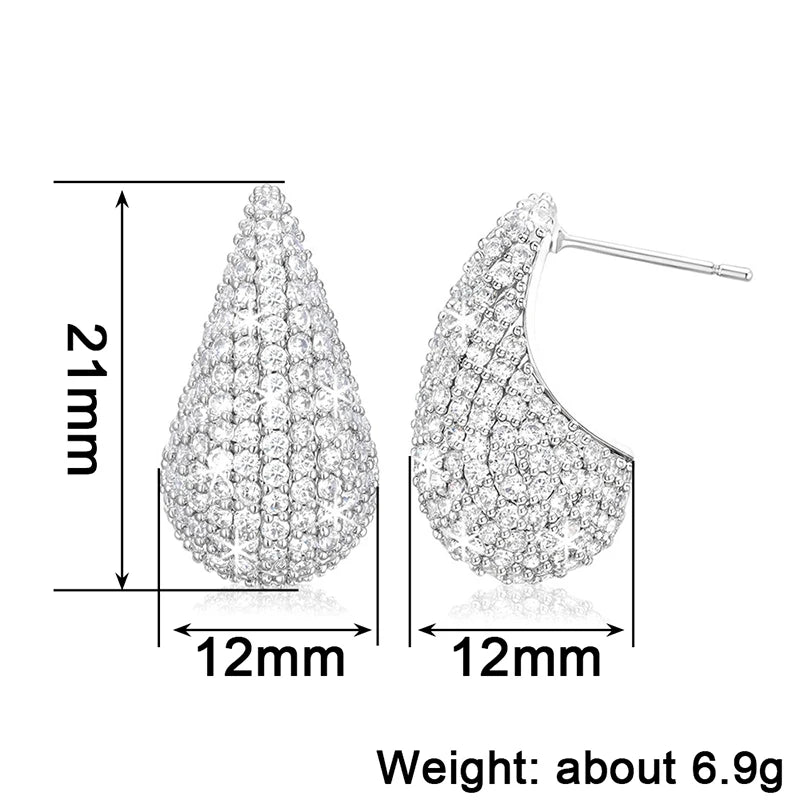 Huitan Waterdrop CZ Drop Earrings | Silver & Gold Women's Fashion Drop Earrings Axl