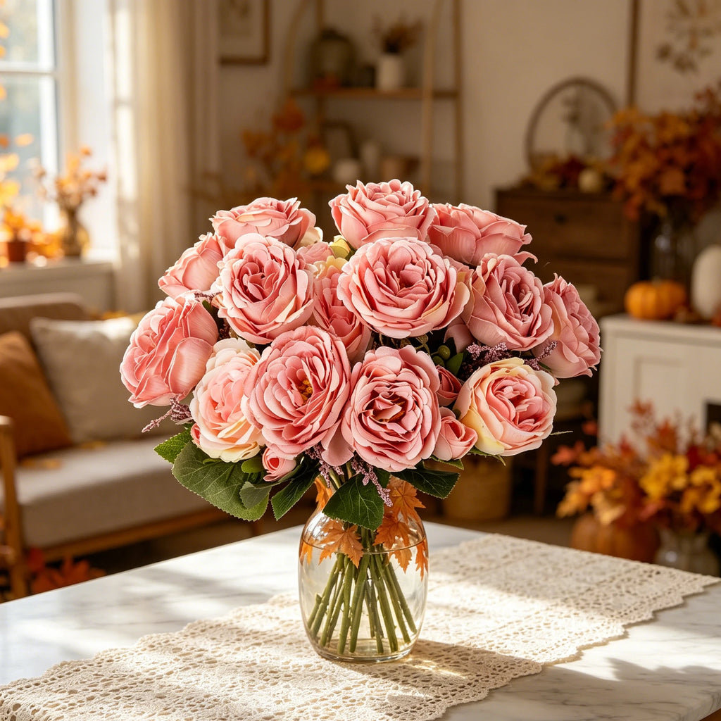 Artificial Silk Peony & Rose Bouquet – Wedding & Home Décor Artificial Flower Bouquet Axl