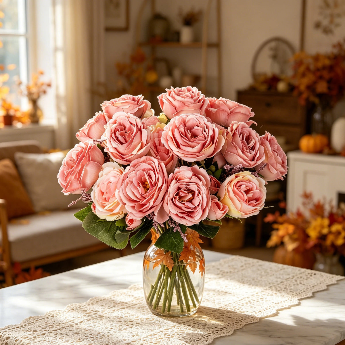 Artificial Silk Peony & Rose Bouquet – Wedding & Home Décor Artificial Flower Bouquet Axl