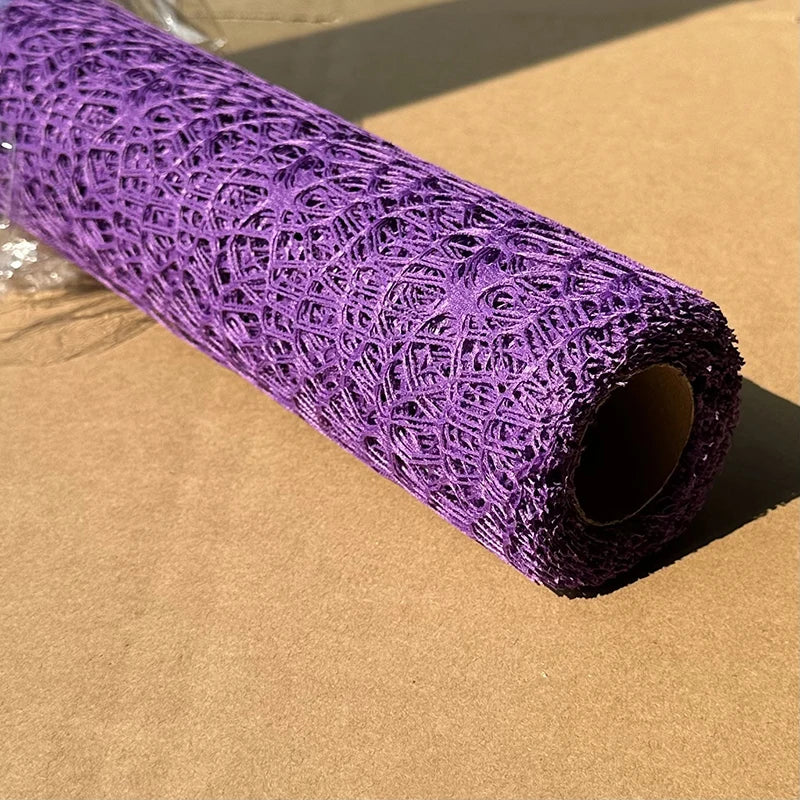 Floral Mesh Wrapping Paper Roll – Hollow Net Bouquet Wrap Bouquet Wrapping Paper Axl Dark purple
