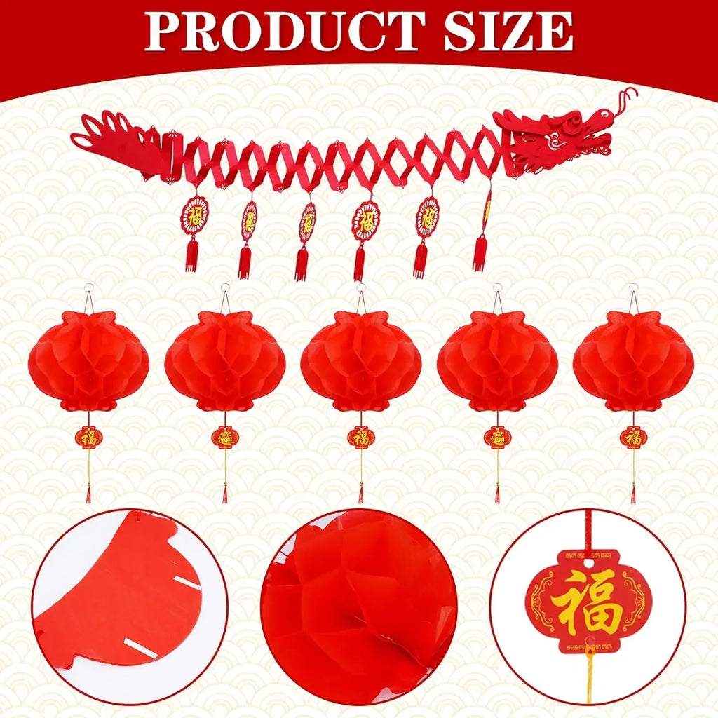 Chinese New Year Dragon & Paper Lantern Decorations Set Holiday Decoration Set Axl