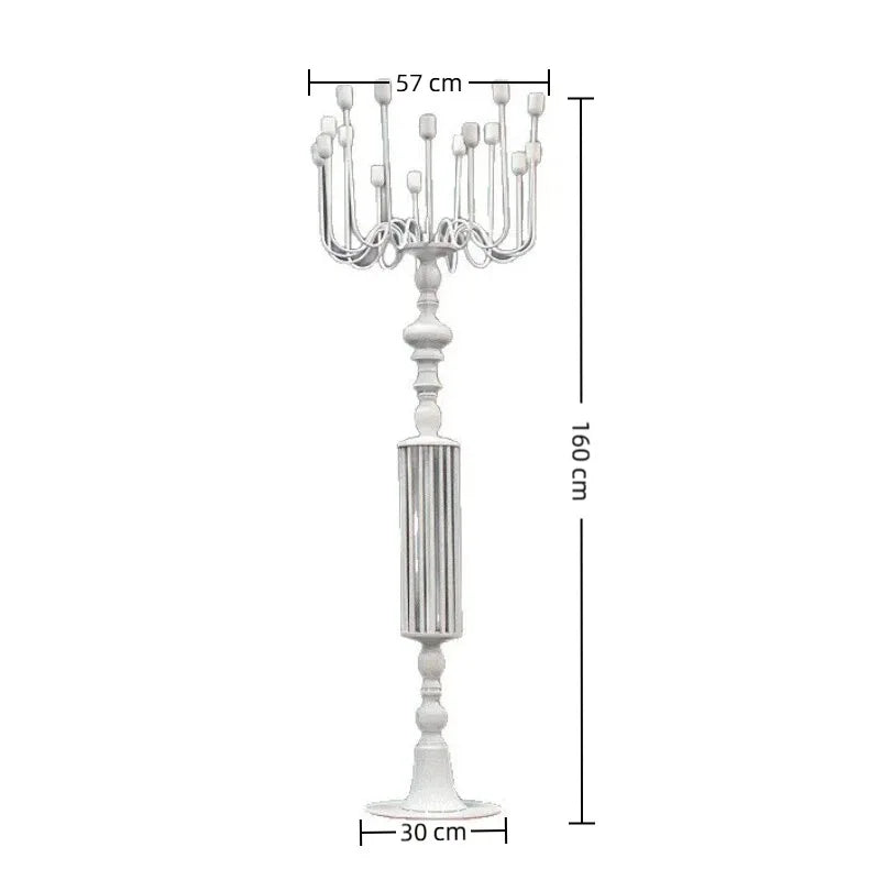 Giant Iron Floor Candlestick Holder – Luxury Wedding Decor Floor Candle Holder Axl White-Med