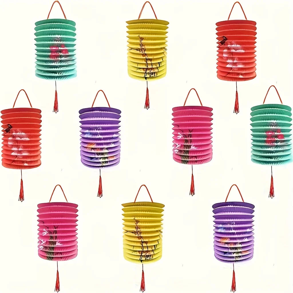 10-Pack Colorful Floral Paper Lanterns – Party & Home Decor Hanging Paper Lanterns Axl as size show mix-10pcs
