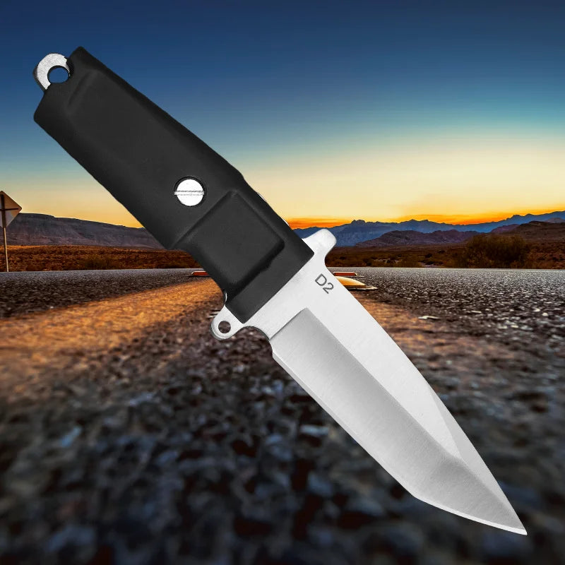 FL FLYWOD D2 Steel Fixed Blade Jungle Knife with Sheath Fixed Blade Knife Axl
