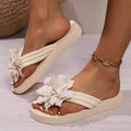 Women's Floral Flip Flops – Slip-On Mid Heel Summer Sandals Women's Flip Flops Axl All beige 36