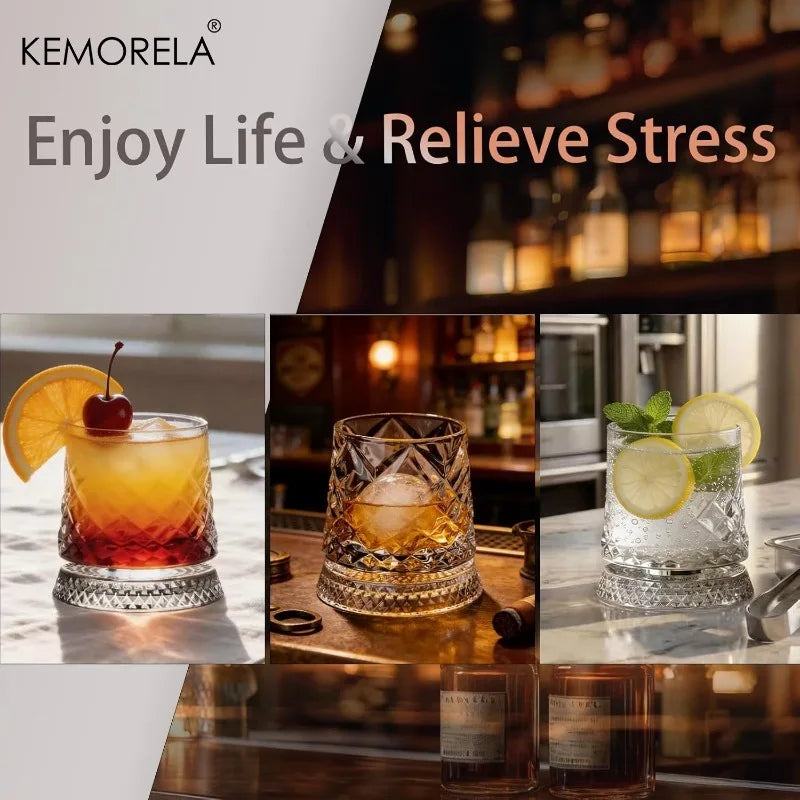 360° Rotating Whisky Glass – Crystal Tumbler Gift for Men Whisky Tumbler Axl