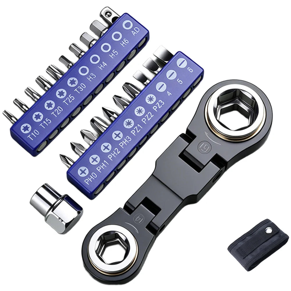 Ratchet Wrench Set with 20 Magnetic Screwdriver Bits & Bag Ratchet Wrench Set Axl China Mainland