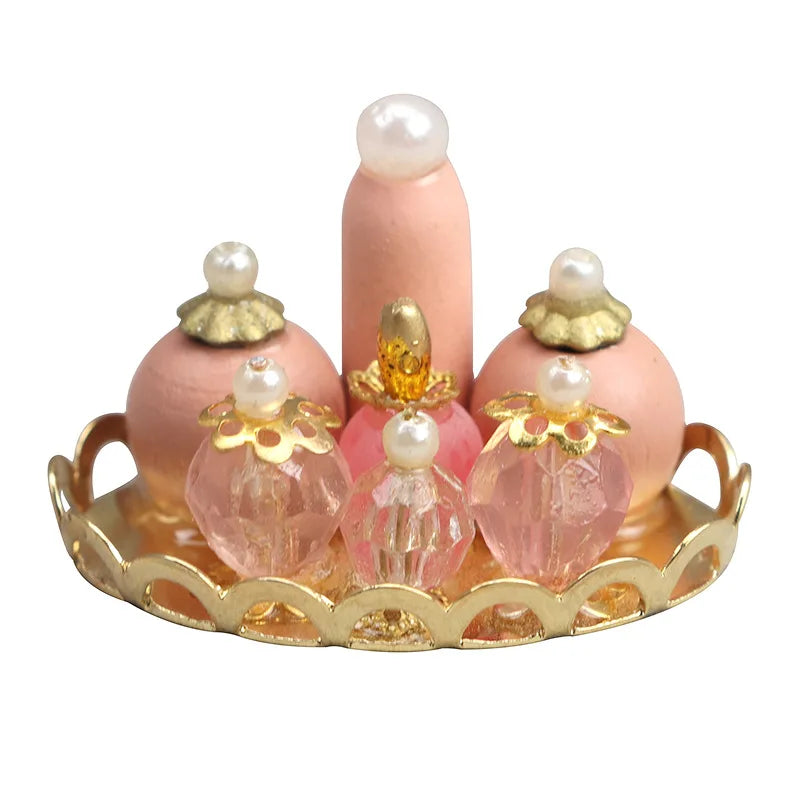 1:12 Scale Pink Perfume Tray – Miniature Dollhouse Accessory Dollhouse Accessory Axl Pink