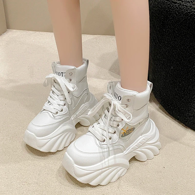 Women's Platform Wedge Ankle Boots – 8CM Lace-Up Style Platform Ankle Boots Axl