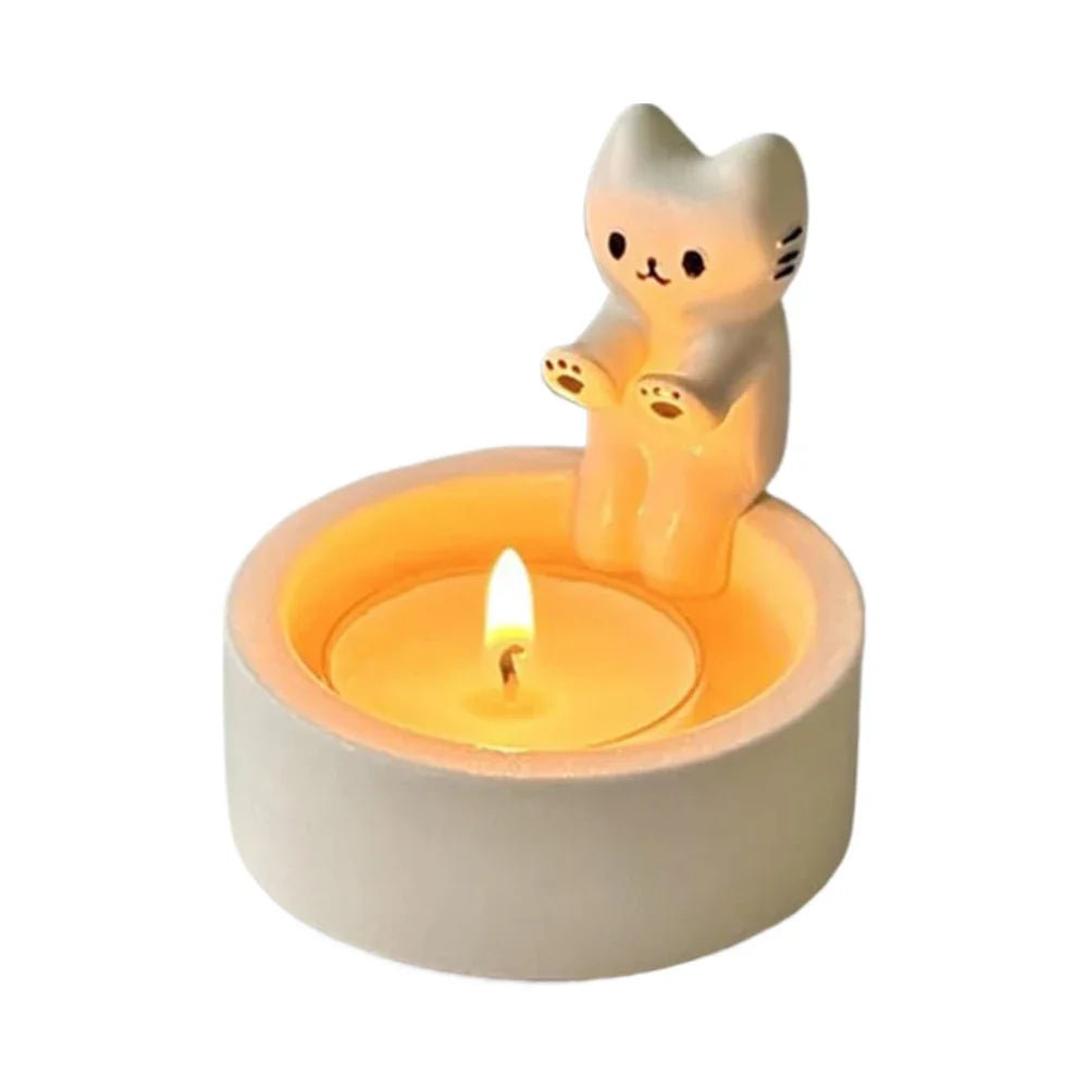 Cute Cat Candle Holder – Aromatherapy Candlestick Home Decor Candle Holder Axl 1pc Cartoon cat 1
