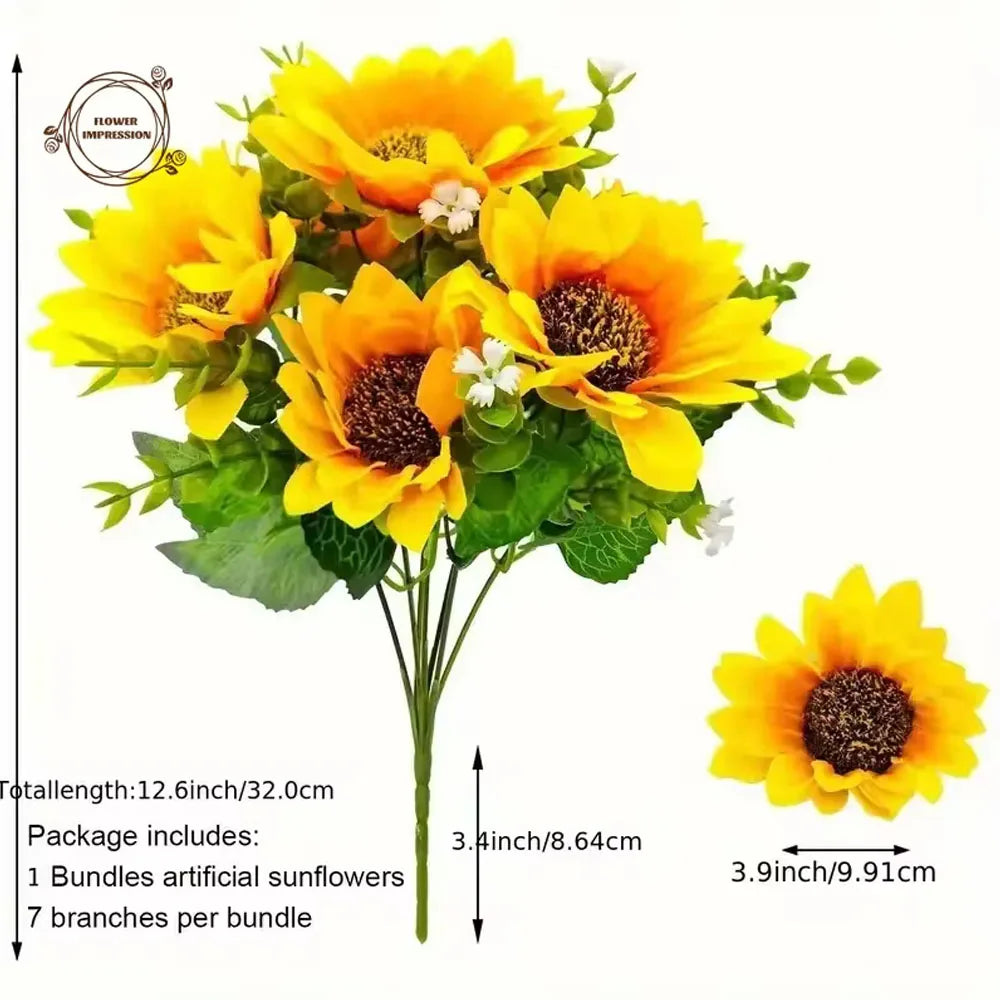 Artificial Sunflower Bouquet with Stem | Fake Flower Home Decor Artificial Flower Bouquet Axl Yellow