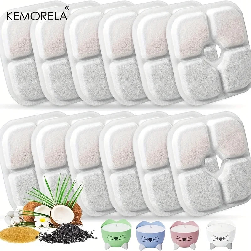 KEMORELA 6/12 Replacement Filter Chips – Pet Cat Water Fountain Pet Fountain Filter Axl