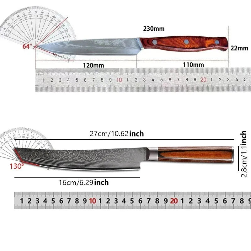 67-Layer Damascus VG10 Petty Knife – Fruit & Steak Paring Damascus Kitchen Knife Axl
