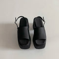 Women's Platform Wedge Sandals – Open Toe Buckle Strap Heels Platform Wedge Sandals Axl black 37