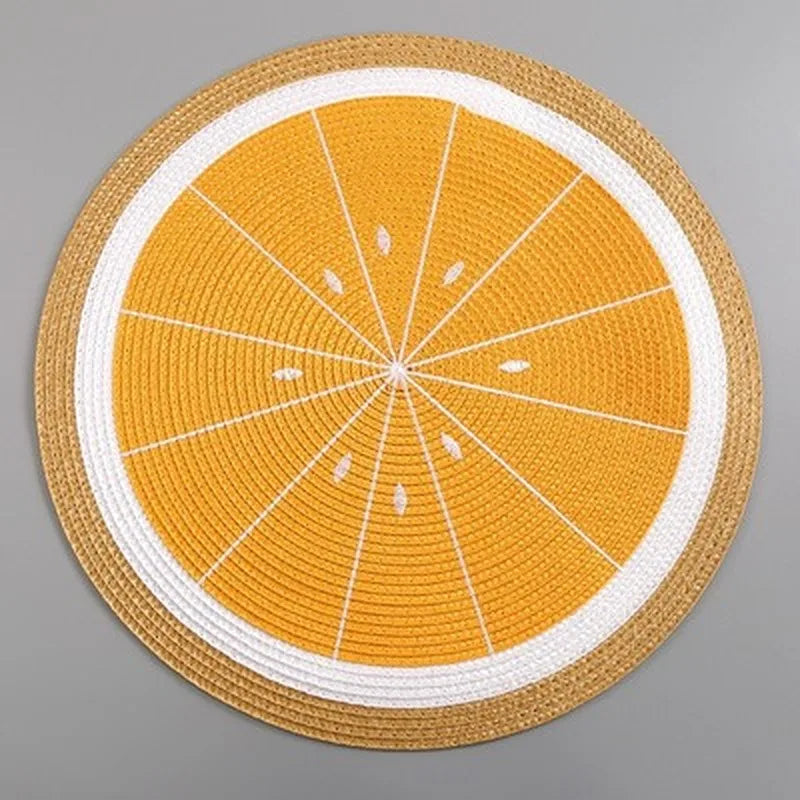 Watermelon Lemon Round Fruit Placemat Coaster – 38cm PP Mat Placemat Coaster Axl lemon M