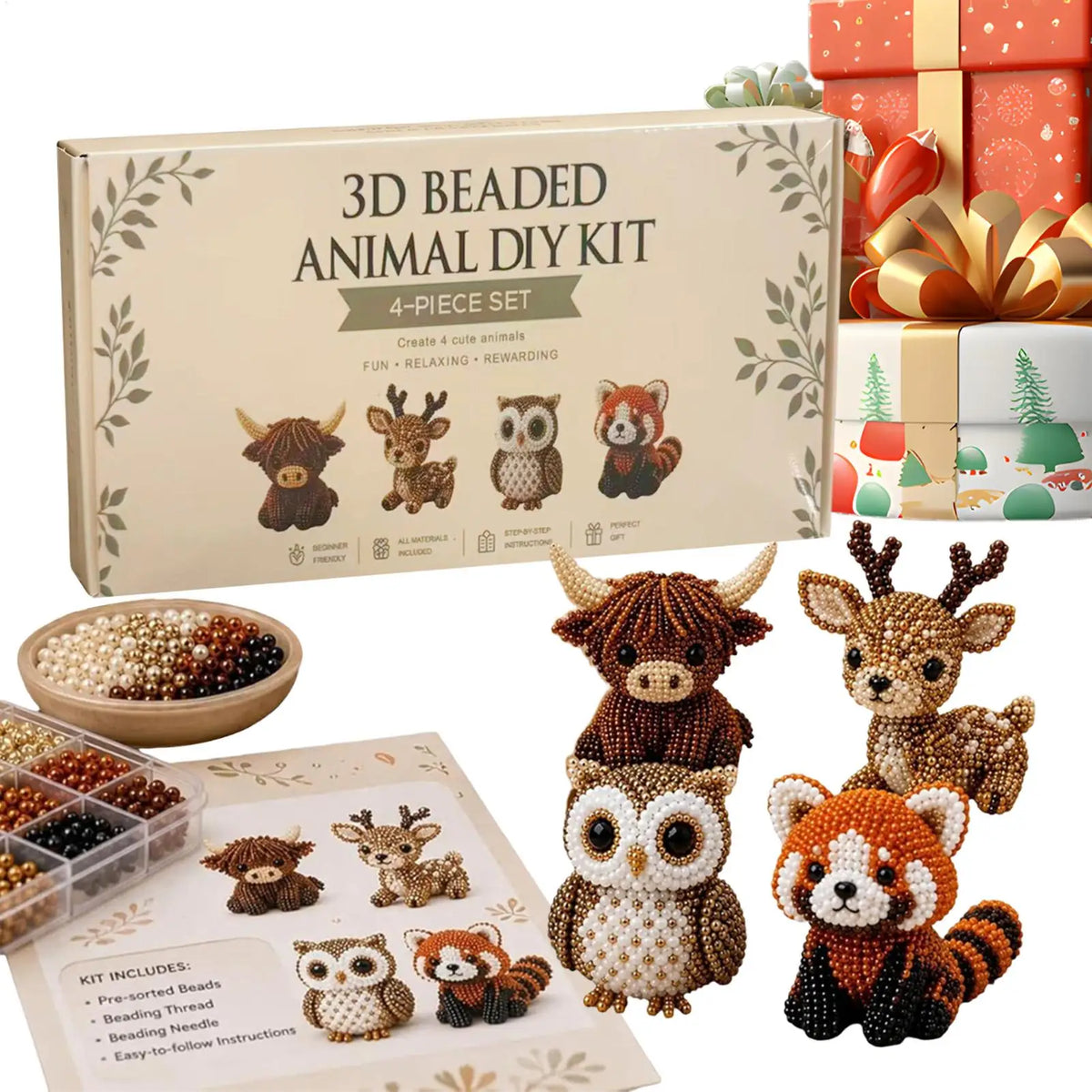 3D Beaded Animal DIY Kit – Bead Art Craft for Adults & Teens DIY Bead Craft Kit Axl