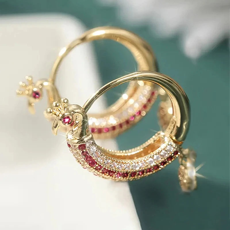 Huitan Cubic Zirconia Hoop Earrings – Geometric Women's Jewelry Hoop Earrings Axl