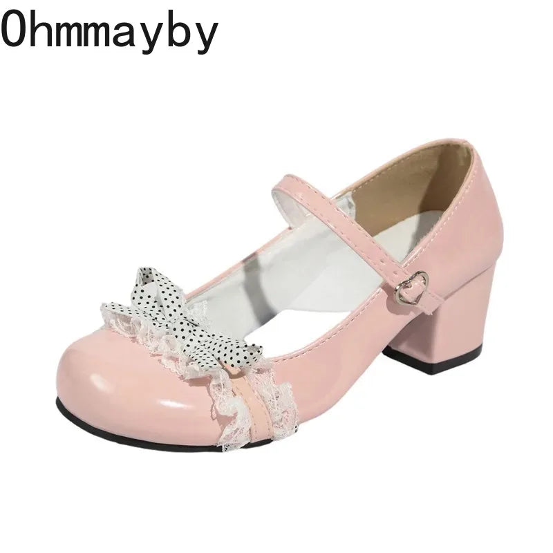 Black Y2K Butterfly-Knot Mary Jane Heels | Lolita Party Pumps Mary Jane Heels Axl