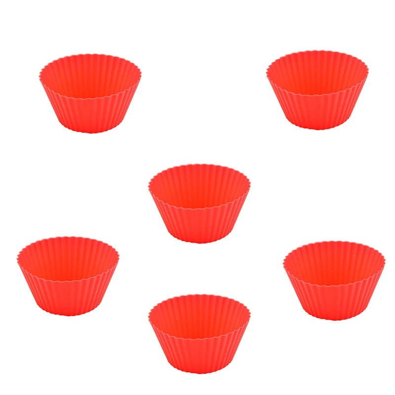 6-Piece Silicone Cupcake & Muffin Baking Molds – Reusable DIY Silicone Baking Molds Axl Red 6pcs