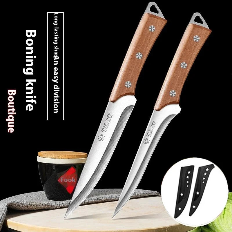Stainless Steel Fillet & Boning Knife – Wooden Handle Chef Knife Kitchen Fillet Knife Axl