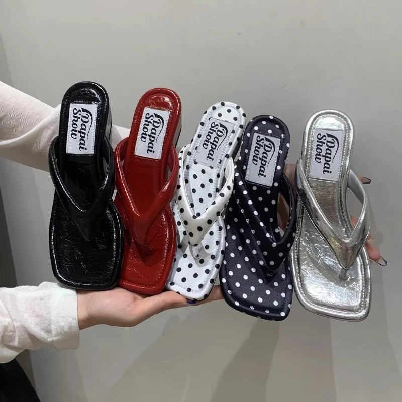 Women's Polka Dot Wedge Platform Slippers – Summer Slides Wedge Platform Slippers Axl
