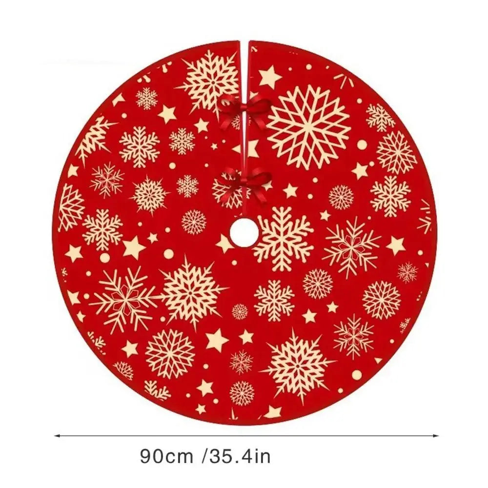 Christmas Tree Skirt – Snowman, Santa & Elk | 90cm Floor Mat Christmas Tree Skirt Axl